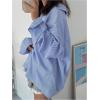 image:imageMakeMeChic Womens Casual Striped Button Down Shirt Long Sleeve Loose Boyfrined Blouse TopsBlue