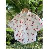 image:imageMakeMeChic Womens Cherry Button Down Shirt Collared Short Sleeve Blouse Crop TopsWhite