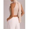 image:imageMakeMeChic Womens Crop Tops Elegant Blouse Sleeveless Mock Neck Ruched Tank Top with ScarfApricot