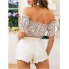 image:imageMakeMeChic Womens Ditsy Floral Blouse Off The Shoulder Short Sleeve Summer Boho Crop TopsMulticolor