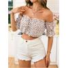 image:imageMakeMeChic Womens Ditsy Floral Blouse Off The Shoulder Short Sleeve Summer Boho Crop TopsMulticolor