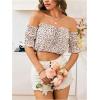 image:imageMakeMeChic Womens Ditsy Floral Blouse Off The Shoulder Short Sleeve Summer Boho Crop TopsMulticolor