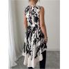 image:imageMakeMeChic Womens Floral Crew Neck Blouse High Low Sleeveless Belted Shirt TopsMulticolor
