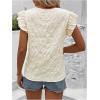 image:imageMakeMeChic Womens Floral Embroidery Blouse Flutter Sleeve Square Neck Textured Summer ShirtApricot