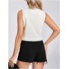image:imageMakeMeChic Womens Floral Embroidery Vest Tie Front Sleeveless Vintage Crop TopsBlack and White