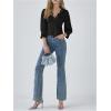 image:imageMakeMeChic Womens Floral Lace Lantern Sleeve Blouse V Neck Button Front Dressy TopsBlack