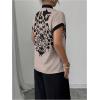 image:imageMakeMeChic Womens Floral Notched Blouse Contrast Binding Short Sleeve Work Dressy TopsGrey