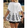 image:imageMakeMeChic Womens Floral Ruffle Sleeve Blouse Scoop Neck Peplum Shirt TopsWhite