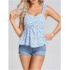image:imageMakeMeChic Womens Floral Ruffle Sleeve Blouse Sweetheart Peplum Shirred Summer Casual Dressy TopsBlue and White