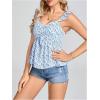 image:imageMakeMeChic Womens Floral Ruffle Sleeve Blouse Sweetheart Peplum Shirred Summer Casual Dressy TopsBlue and White