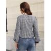image:imageMakeMeChic Womens Gingham Babydoll Top Plaid Shirt Puff Long Sleeve Ruffle Peplum Bow Tie Front Y2k Fall BlousesBlack and White