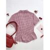 image:imageMakeMeChic Womens Gingham Tops Puff Sleeve Button Blouses Summer Collared Tee Shirt Y2K Babydoll TopRed