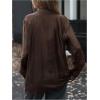 image:imageMakeMeChic Womens Going Out Cold Shoulder Button Down Shirt Cut Out Long Sleeve Blouse TopsCoffee Brown