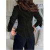 image:imageMakeMeChic Womens Going Out Tops Long Sleeve V Neck Button Down Blouse Lace Up Back Collared Work Top ShirtsBlack
