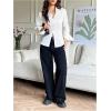 image:imageMakeMeChic Womens Going Out Tops Long Sleeve V Neck Button Down Blouse Lace Up Back Collared Work Top ShirtsWhite