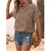 image:imageMakeMeChic Womens Graphic Print Notched Blouse Short Sleeve Summer Blouses TopsApricot