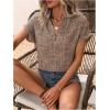image:imageMakeMeChic Womens Graphic Print Notched Blouse Short Sleeve Summer Blouses TopsApricot