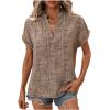 image:imageMakeMeChic Womens Graphic Print Notched Blouse Short Sleeve Summer Blouses TopsApricot