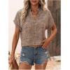 image:imageMakeMeChic Womens Graphic Print Notched Blouse Short Sleeve Summer Blouses TopsApricot