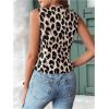 image:imageMakeMeChic Womens Leopard Print Button Down Sleeveless Vest Asymmetrical Work Blazer Waistcoat JacketMulticolor