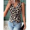 image:imageMakeMeChic Womens Leopard Print Button Down Sleeveless Vest Asymmetrical Work Blazer Waistcoat JacketMulticolor