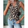image:imageMakeMeChic Womens Leopard Print Button Down Sleeveless Vest Asymmetrical Work Blazer Waistcoat JacketMulticolor