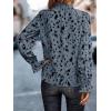 image:imageMakeMeChic Womens Leopard Print Ruffle Long Sleeve Frill Trim Mock Neck Casual Blouse Shirt TopBlue