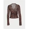 image:imageMakeMeChic Womens Leopard Print Tie Front Blouse Ruffle Long Sleeve Y2k TopsBrown