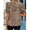 image:imageMakeMeChic Womens Leopard Print V Neck Tops Ruffle Trim Tie Front Short Sleeve BlouseMulticolor