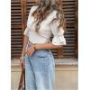 image:imageMakeMeChic Womens Linen Tiered Bell Sleeve Blouse Square Neck Tie Back Going Out Crop TopsApricot