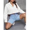 image:imageMakeMeChic Womens Long Sleeve Button Down Shirt Collared Summer Crop TopsWhite