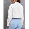 image:imageMakeMeChic Womens Long Sleeve Button Down Shirt Collared Summer Crop TopsWhite