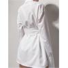 image:imageMakeMeChic Womens Mini Shirt Dresses Botton Tie Waist Long Sleeve Collar Tunic Blouse 2025White