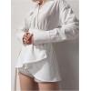 image:imageMakeMeChic Womens Mini Shirt Dresses Botton Tie Waist Long Sleeve Collar Tunic Blouse 2025White