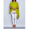 image:imageMakeMeChic Womens Off The Shoulder Blouse Asymmetrical Long Sleeve Poncho Tunic Dressy ShirtGreen