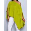 image:imageMakeMeChic Womens Off The Shoulder Blouse Asymmetrical Long Sleeve Poncho Tunic Dressy ShirtGreen