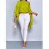 image:imageMakeMeChic Womens Off The Shoulder Blouse Asymmetrical Long Sleeve Poncho Tunic Dressy ShirtGreen