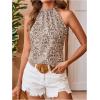 image:imageMakeMeChic Womens Paisley Print Halter Tie Back Sleeveless Summer Blouse Boho Shirt TopsApricot