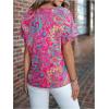 image:imageMakeMeChic Womens Paisley Print Notched Shirt Short Sleeve Tunic Blouse Summer Casual TopMulticolor
