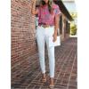 image:imageMakeMeChic Womens Paisley Print Notched Shirt Short Sleeve Tunic Blouse Summer Casual TopMulticolor