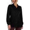 image:imageMakeMeChic Womens Peplum Pirate Button Down Blouses Long Sleeve Pleated Ruffle Casual Dressy Blouse TopsBlack