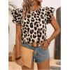 image:imageMakeMeChic Womens Polka Dots Blouse Top Ruffle Tiered Cap Sleeve Crew Neck Summer ShirtMulticolor