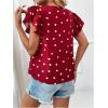 image:imageMakeMeChic Womens Polka Dots Blouse Top Ruffle Tiered Cap Sleeve Crew Neck Summer ShirtRed