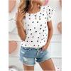 image:imageMakeMeChic Womens Polka Dots Blouse Top Ruffle Tiered Cap Sleeve Crew Neck Summer ShirtWhite