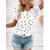 image:imageMakeMeChic Womens Polka Dots Blouse Top Ruffle Tiered Cap Sleeve Crew Neck Summer ShirtWhite