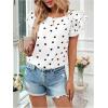 image:imageMakeMeChic Womens Polka Dots Blouse Top Ruffle Tiered Cap Sleeve Crew Neck Summer ShirtWhite