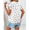image:imageMakeMeChic Womens Polka Dots Blouse Top Ruffle Tiered Cap Sleeve Crew Neck Summer ShirtWhite
