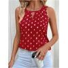 image:imageMakeMeChic Womens Polka Dots Keyhole Neck Tank Sleeveless Dressy Shirt TopsRed
