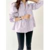 image:imageMakeMeChic Womens Puff Sleeve Button Down Shirt Ruffle Tiered Collared Summer Blouse Office TopPurple