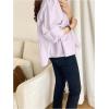 image:imageMakeMeChic Womens Puff Sleeve Button Down Shirt Ruffle Tiered Collared Summer Blouse Office TopPurple